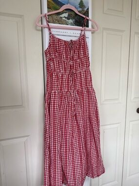 Sim & Sam Red Gingham Spaghetti Strap Dress